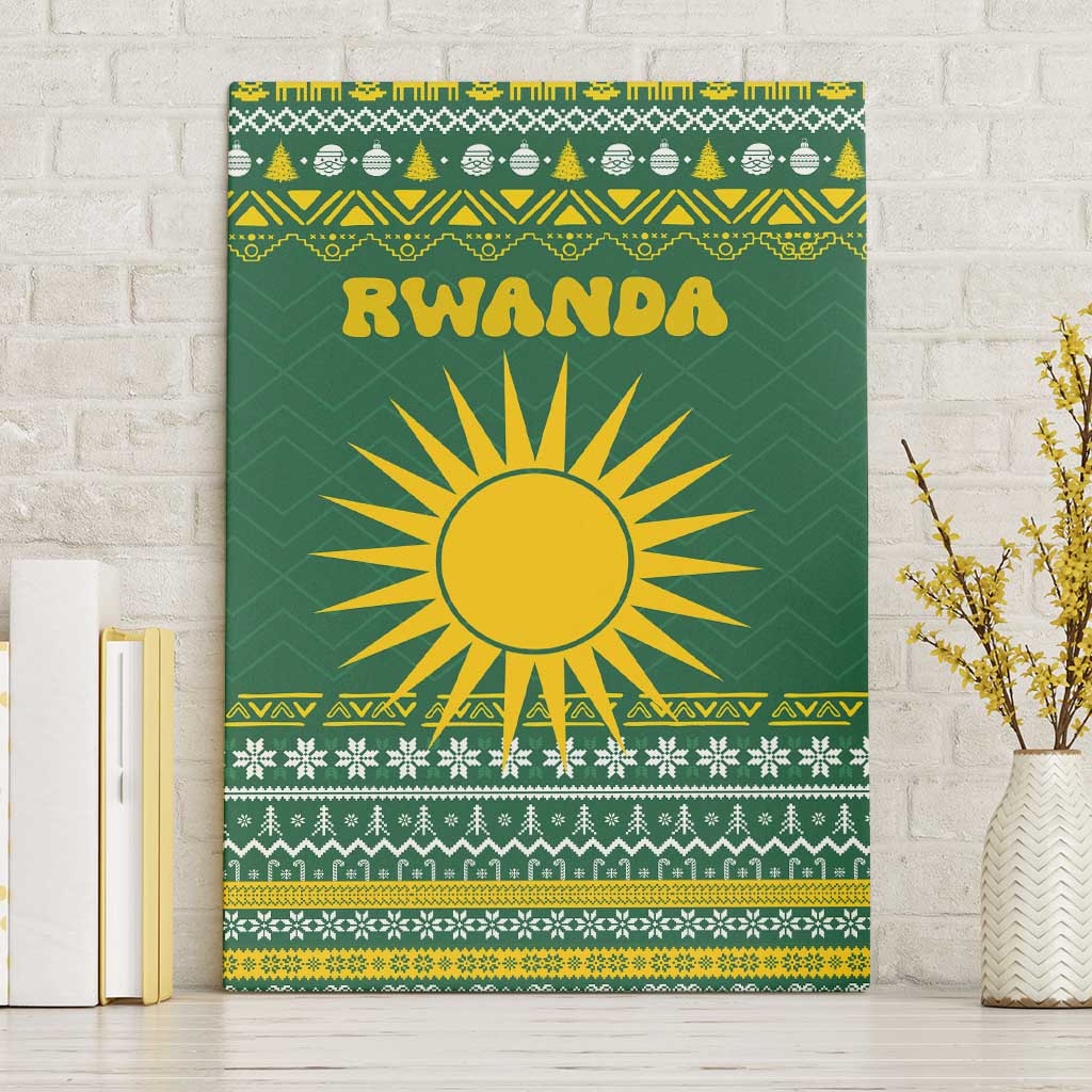 Rwanda Christmas Canvas Wall Art National Emblem and Radiant Sun Motif - African Pride