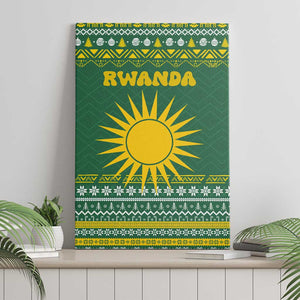 Rwanda Christmas Canvas Wall Art National Emblem and Radiant Sun Motif - African Pride