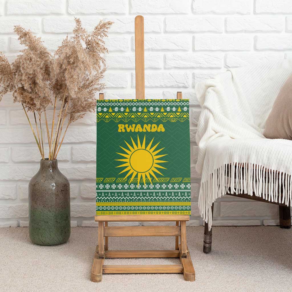 Rwanda Christmas Canvas Wall Art National Emblem and Radiant Sun Motif - African Pride