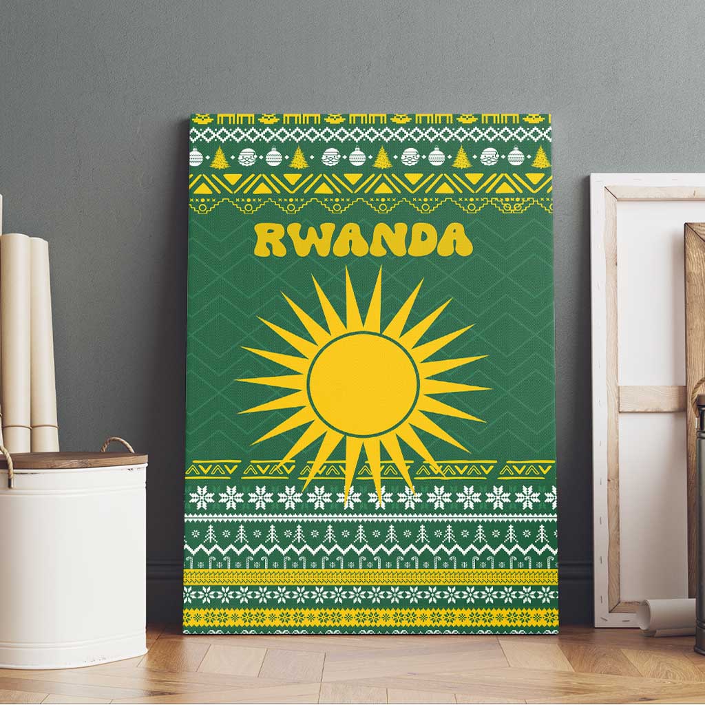 Rwanda Christmas Canvas Wall Art National Emblem and Radiant Sun Motif - African Pride