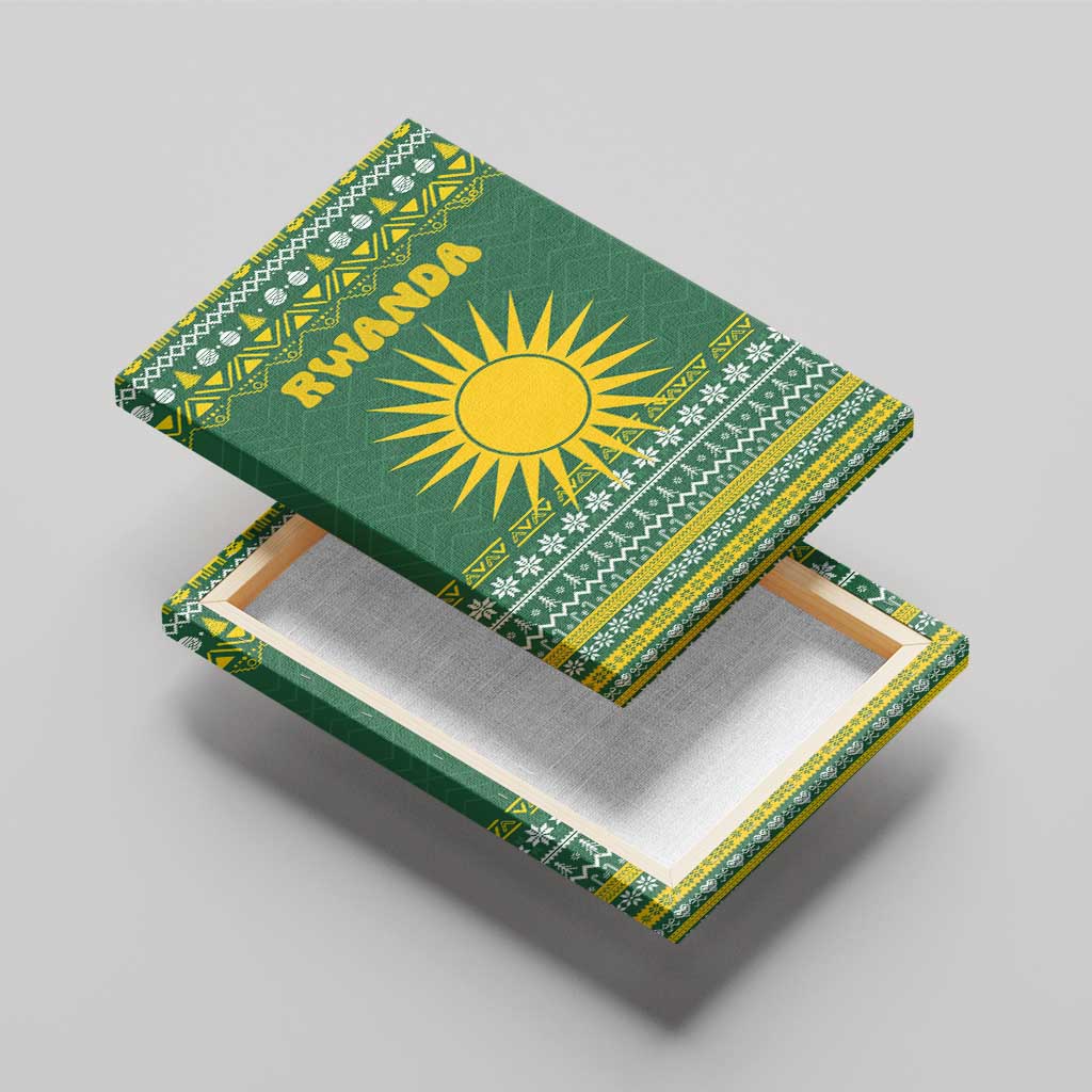 Rwanda Christmas Canvas Wall Art National Emblem and Radiant Sun Motif - African Pride