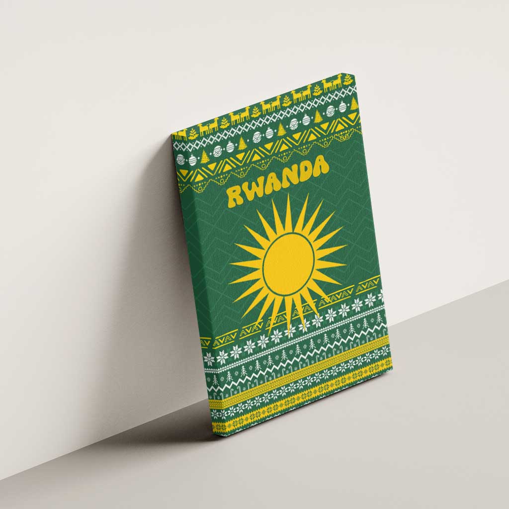 Rwanda Christmas Canvas Wall Art National Emblem and Radiant Sun Motif - African Pride