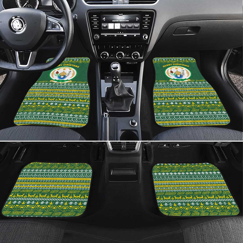 Rwanda Christmas Car Mats National Emblem and Radiant Sun Motif - African Pride