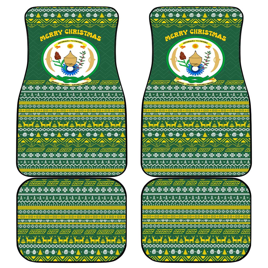 Rwanda Christmas Car Mats National Emblem and Radiant Sun Motif - African Pride
