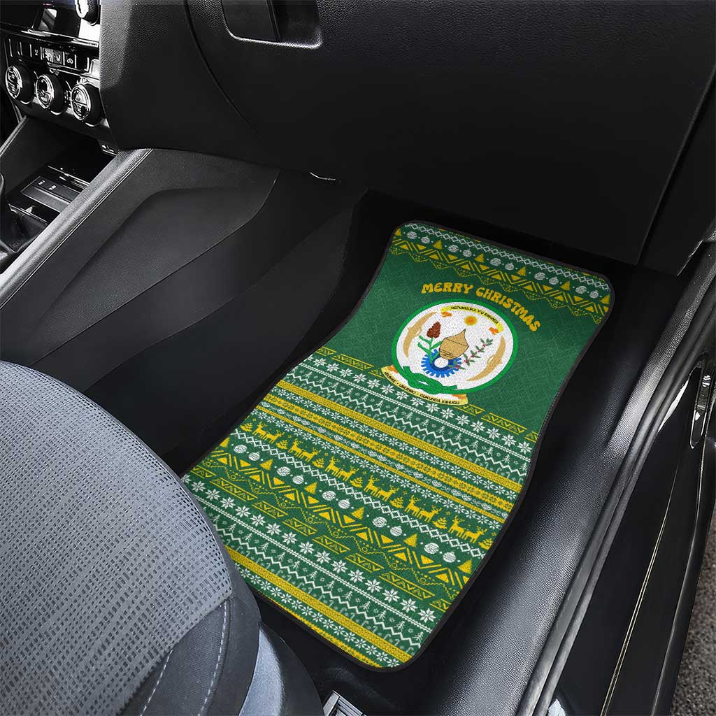 Rwanda Christmas Car Mats National Emblem and Radiant Sun Motif - African Pride