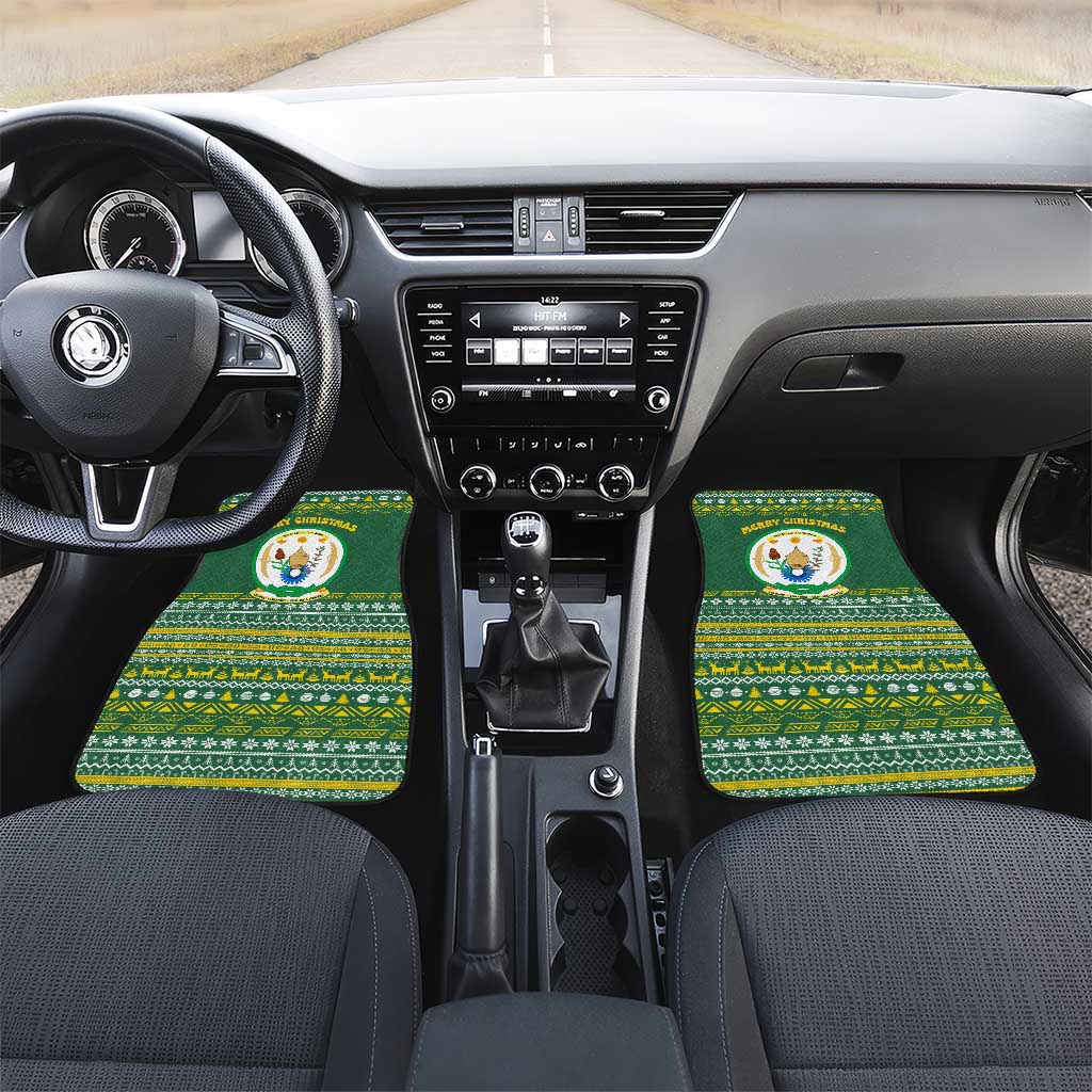 Rwanda Christmas Car Mats National Emblem and Radiant Sun Motif - African Pride