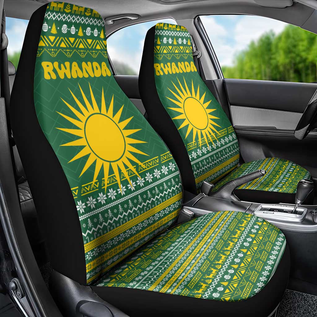 Rwanda Christmas Car Seat Cover National Emblem and Radiant Sun Motif - African Pride