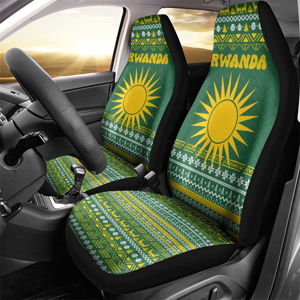 Rwanda Christmas Car Seat Cover National Emblem and Radiant Sun Motif - African Pride