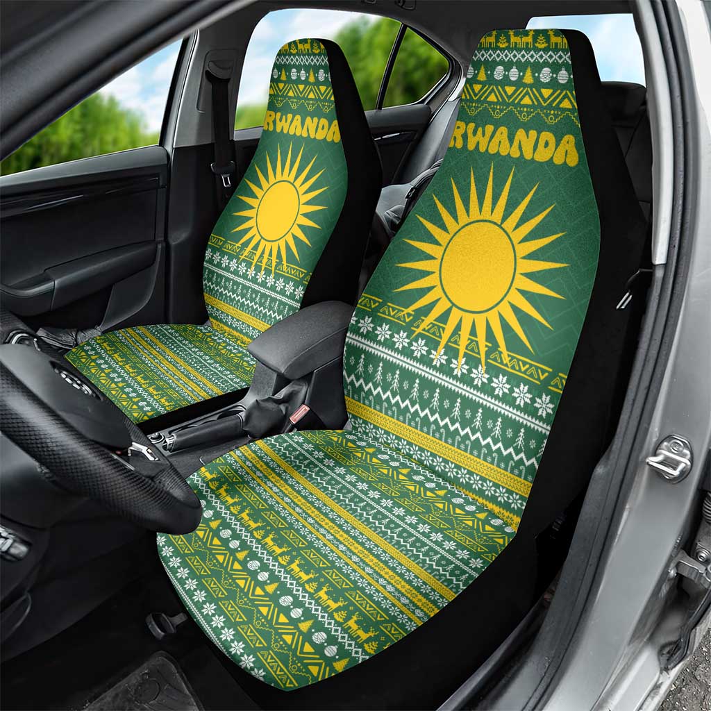 Rwanda Christmas Car Seat Cover National Emblem and Radiant Sun Motif - African Pride