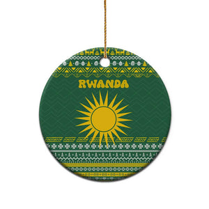 Rwanda Christmas Ceramic Ornament National Emblem and Radiant Sun Motif - African Pride
