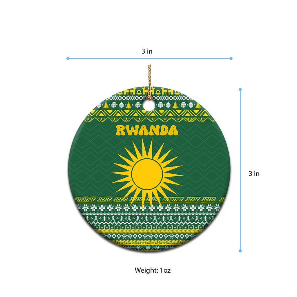 Rwanda Christmas Ceramic Ornament National Emblem and Radiant Sun Motif - African Pride