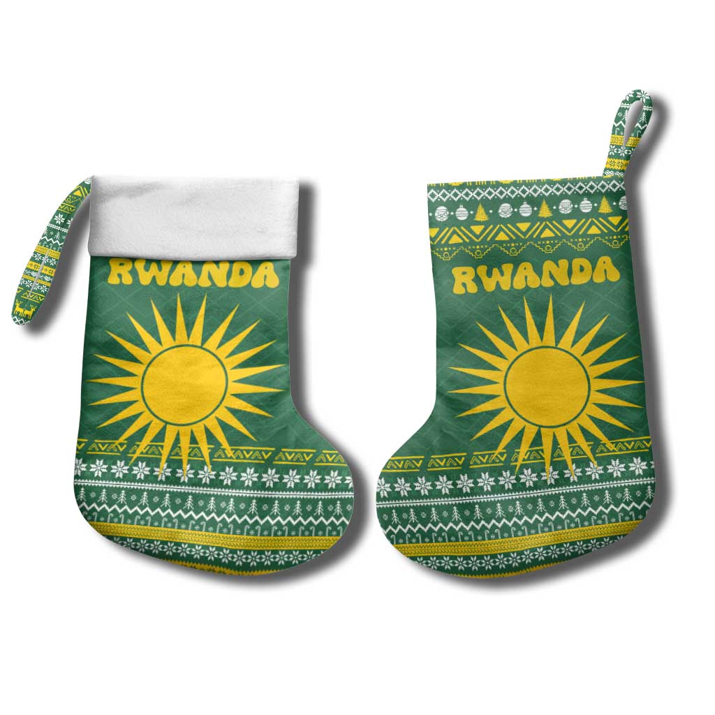 Rwanda Christmas Stocking National Emblem and Radiant Sun Motif - African Pride