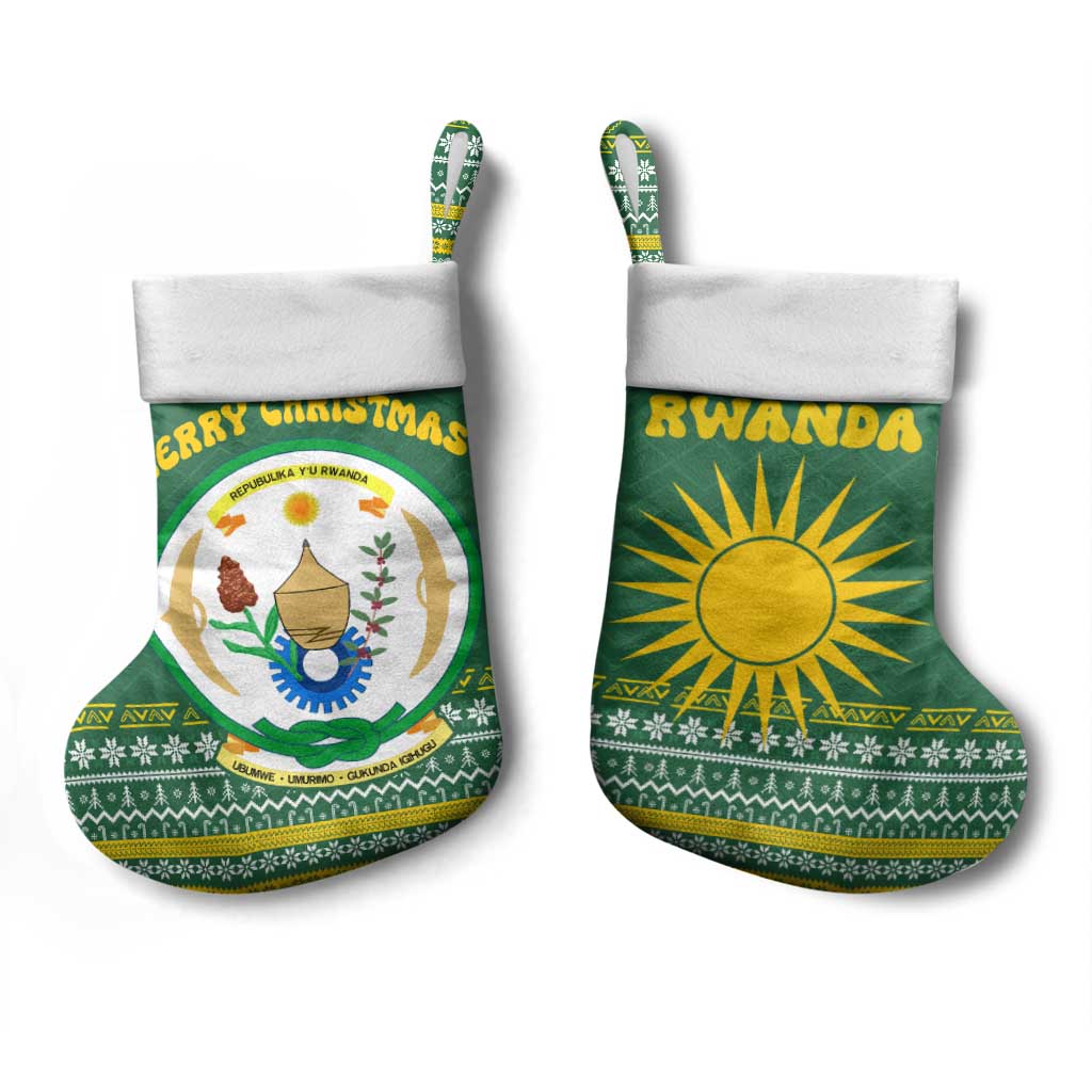 Rwanda Christmas Stocking National Emblem and Radiant Sun Motif - African Pride