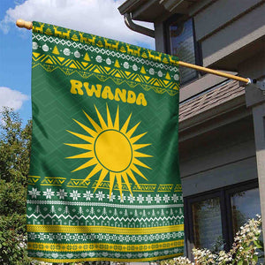 Rwanda Christmas Garden Flag National Emblem and Radiant Sun Motif - African Pride