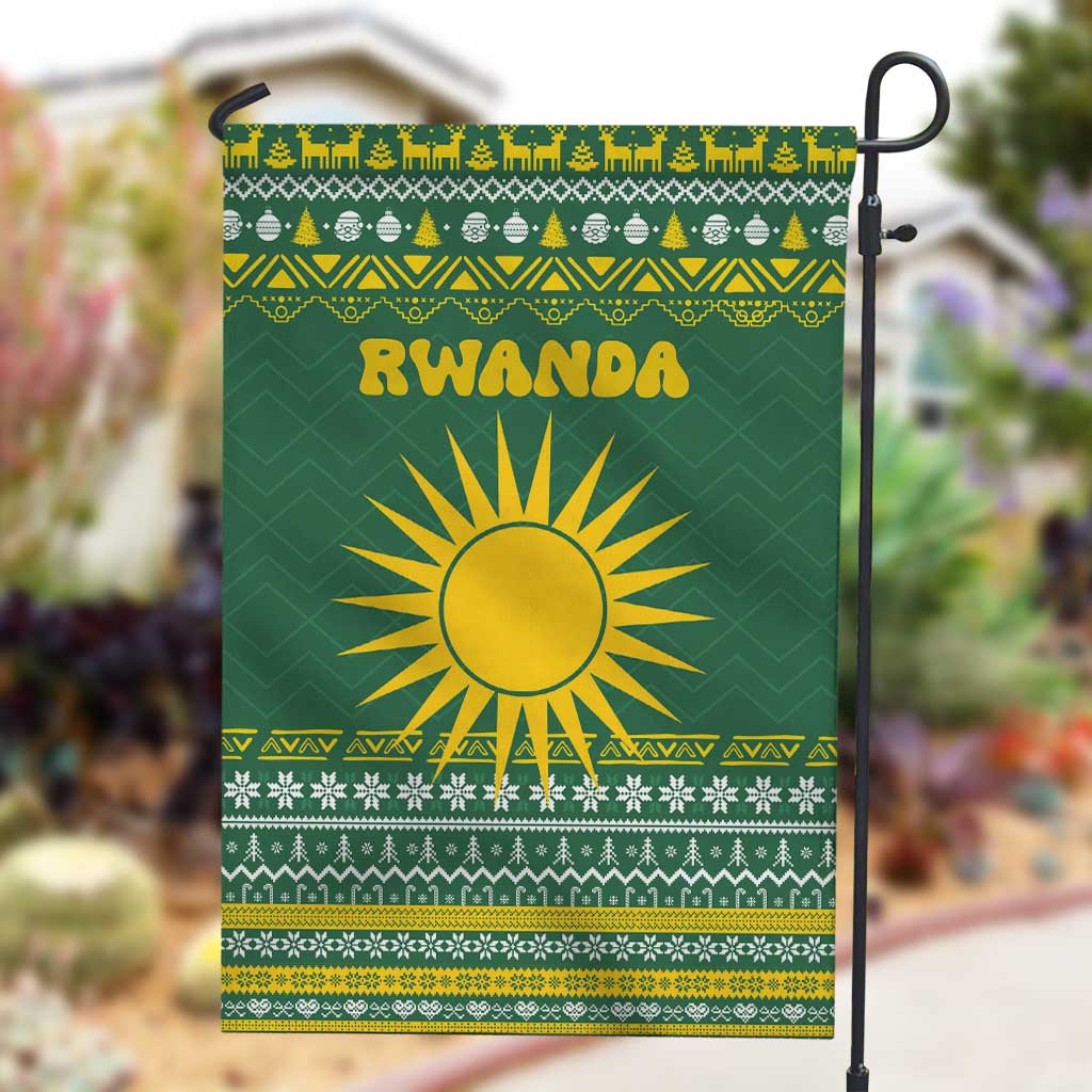 Rwanda Christmas Garden Flag National Emblem and Radiant Sun Motif - African Pride