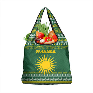 Rwanda Christmas Grocery Bag National Emblem and Radiant Sun Motif - African Pride