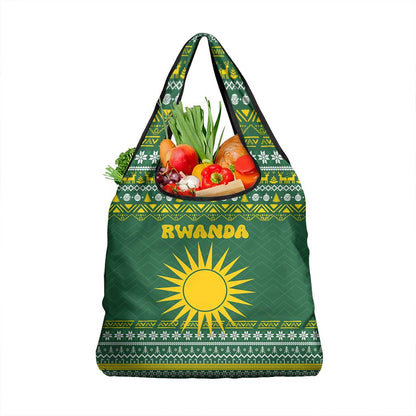 Rwanda Christmas Grocery Bag National Emblem and Radiant Sun Motif - African Pride