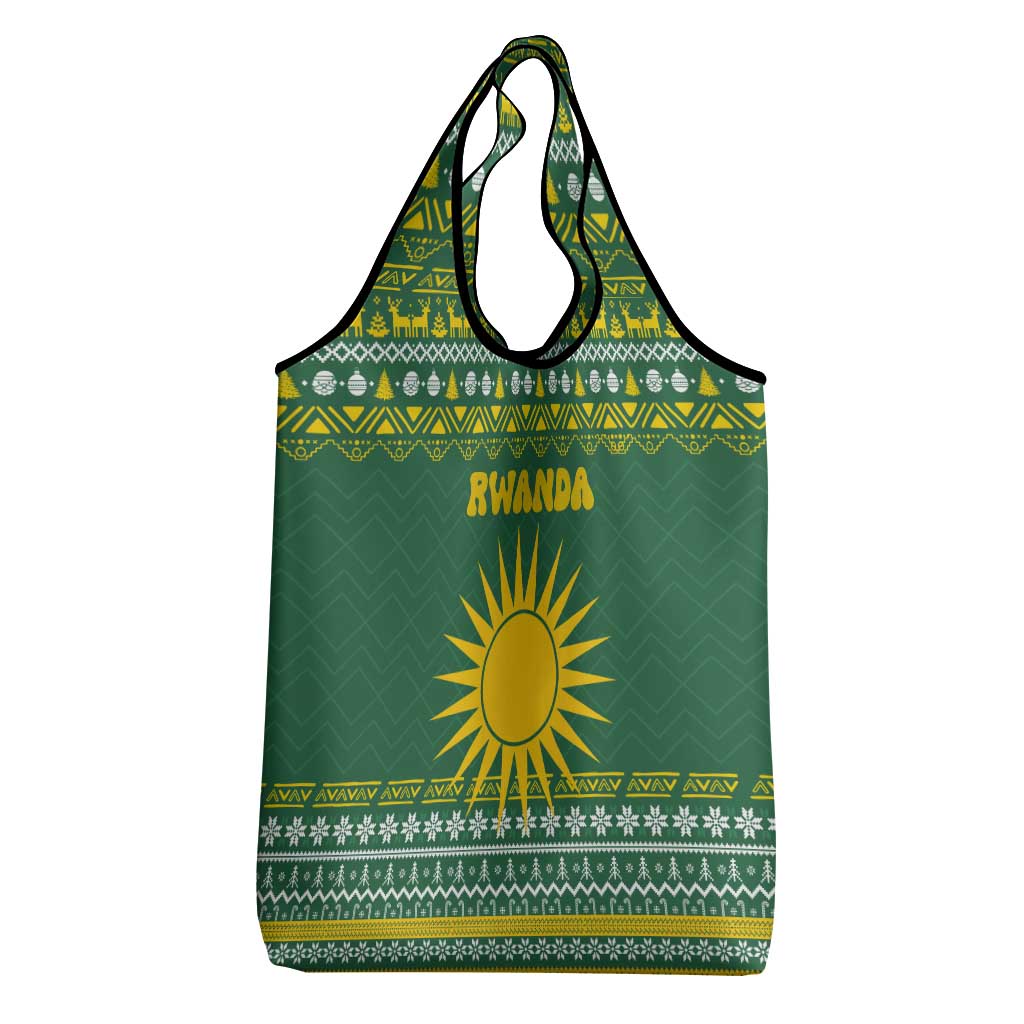 Rwanda Christmas Grocery Bag National Emblem and Radiant Sun Motif - African Pride