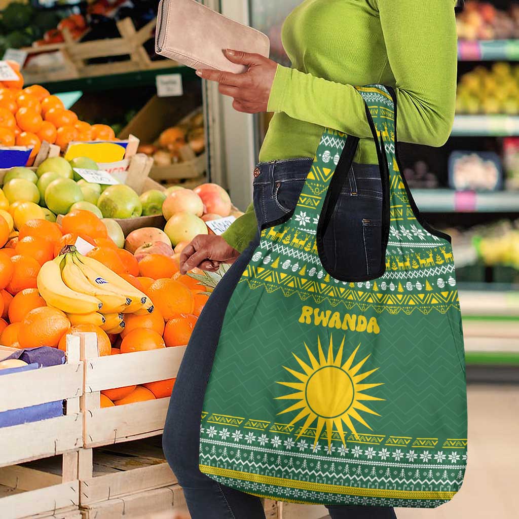 Rwanda Christmas Grocery Bag National Emblem and Radiant Sun Motif - African Pride