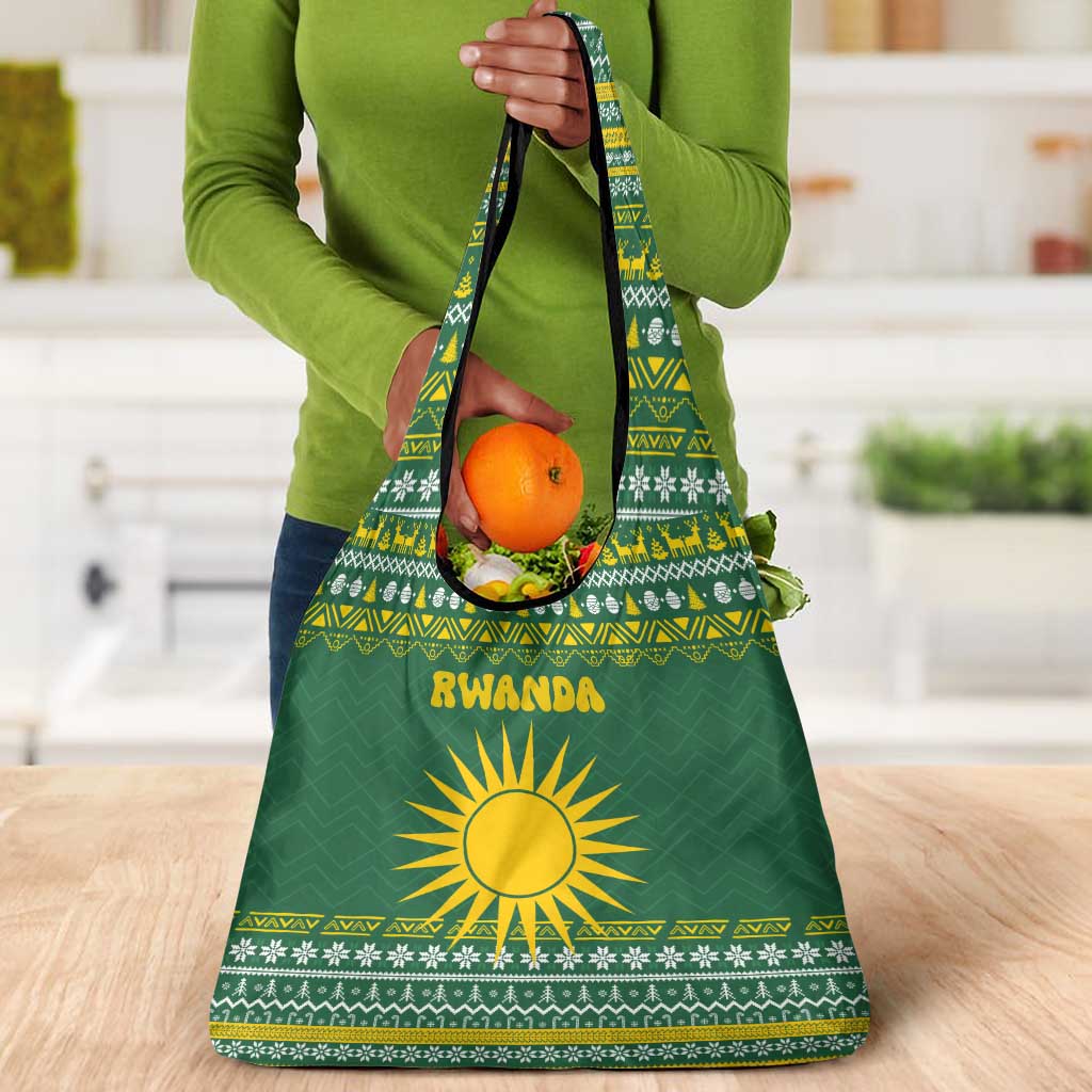 Rwanda Christmas Grocery Bag National Emblem and Radiant Sun Motif - African Pride