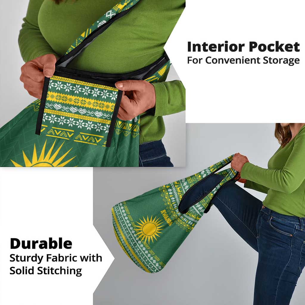 Rwanda Christmas Grocery Bag National Emblem and Radiant Sun Motif - African Pride