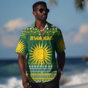 Rwanda Christmas Hawaiian Shirt National Emblem and Radiant Sun Motif - African Pride