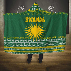 Rwanda Christmas Hooded Blanket National Emblem and Radiant Sun Motif - African Pride