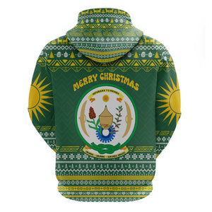 Rwanda Christmas Hoodie National Emblem and Radiant Sun Motif - African Pride