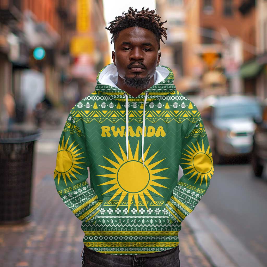 Rwanda Christmas Hoodie National Emblem and Radiant Sun Motif - African Pride