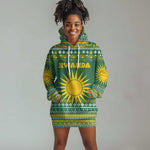 Rwanda Christmas Hoodie Dress National Emblem and Radiant Sun Motif - African Pride