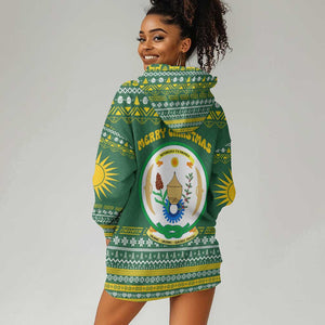 Rwanda Christmas Hoodie Dress National Emblem and Radiant Sun Motif - African Pride