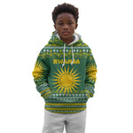 Rwanda Christmas Kid Hoodie National Emblem and Radiant Sun Motif - African Pride