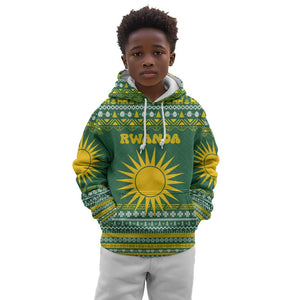 Rwanda Christmas Kid Hoodie National Emblem and Radiant Sun Motif - African Pride