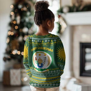 Rwanda Christmas Kid Ugly Christmas Sweater National Emblem and Radiant Sun Motif - African Pride