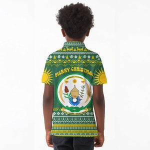 Rwanda Christmas Kid Polo Shirt National Emblem and Radiant Sun Motif - African Pride