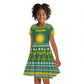 Rwanda Christmas Kid Short Sleeve Dress National Emblem and Radiant Sun Motif - African Pride