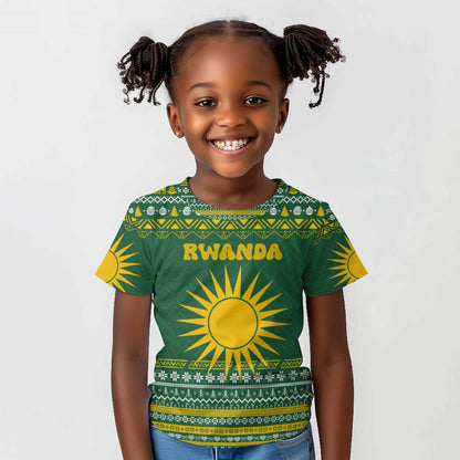 Rwanda Christmas Kid T shirt National Emblem and Radiant Sun Motif - African Pride
