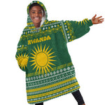 Rwanda Christmas Kid Wearable Blanket Hoodie National Emblem and Radiant Sun Motif - African Pride