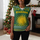 Rwanda Christmas Knitted V-Neck Vest National Emblem and Radiant Sun Motif - African Pride