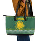Rwanda Christmas Leather Tote Bag National Emblem and Radiant Sun Motif - African Pride