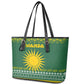 Rwanda Christmas Leather Tote Bag National Emblem and Radiant Sun Motif - African Pride