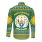Rwanda Christmas Long Sleeve Button Shirt National Emblem and Radiant Sun Motif - African Pride