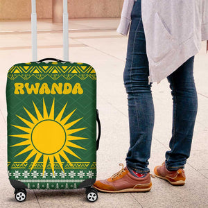 Rwanda Christmas Luggage Cover National Emblem and Radiant Sun Motif - African Pride