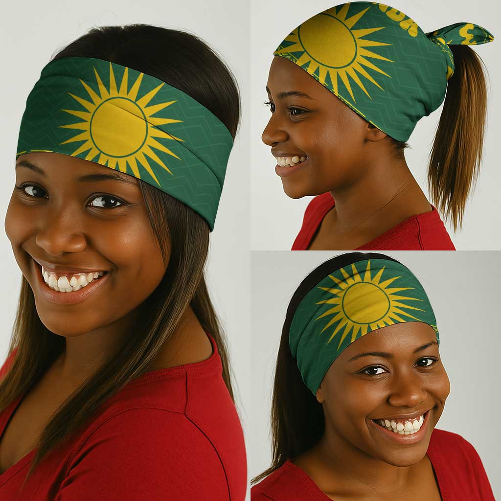 Rwanda Christmas Neck Gaiter National Emblem and Radiant Sun Motif - African Pride