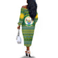 Rwanda Christmas Off The Shoulder Long Sleeve Dress National Emblem and Radiant Sun Motif - African Pride