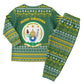 Rwanda Christmas Pajama Set National Emblem and Radiant Sun Motif - African Pride