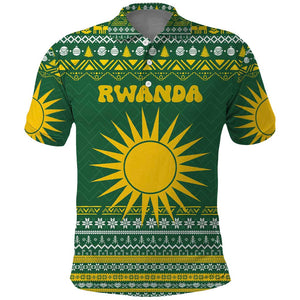Rwanda Christmas Polo Shirt National Emblem and Radiant Sun Motif - African Pride