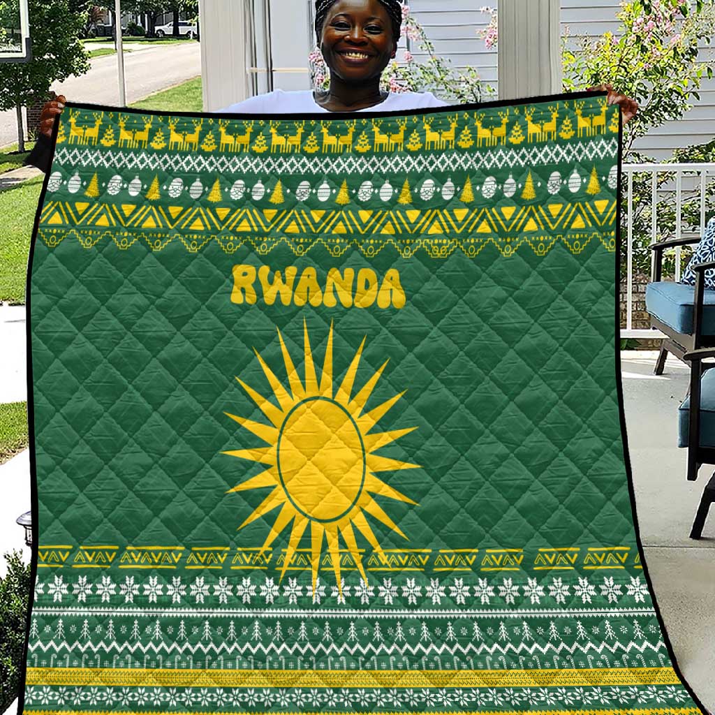 Rwanda Christmas Quilt National Emblem and Radiant Sun Motif - African Pride