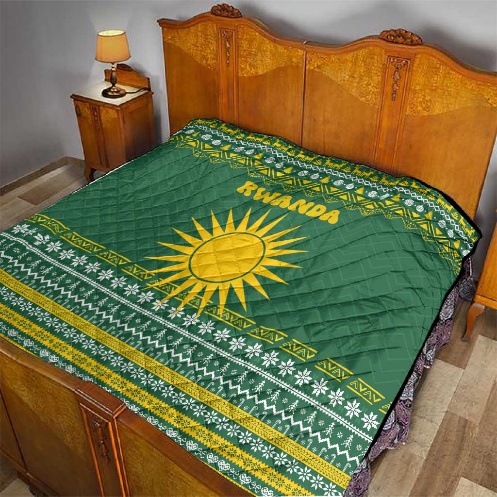 Rwanda Christmas Quilt National Emblem and Radiant Sun Motif - African Pride