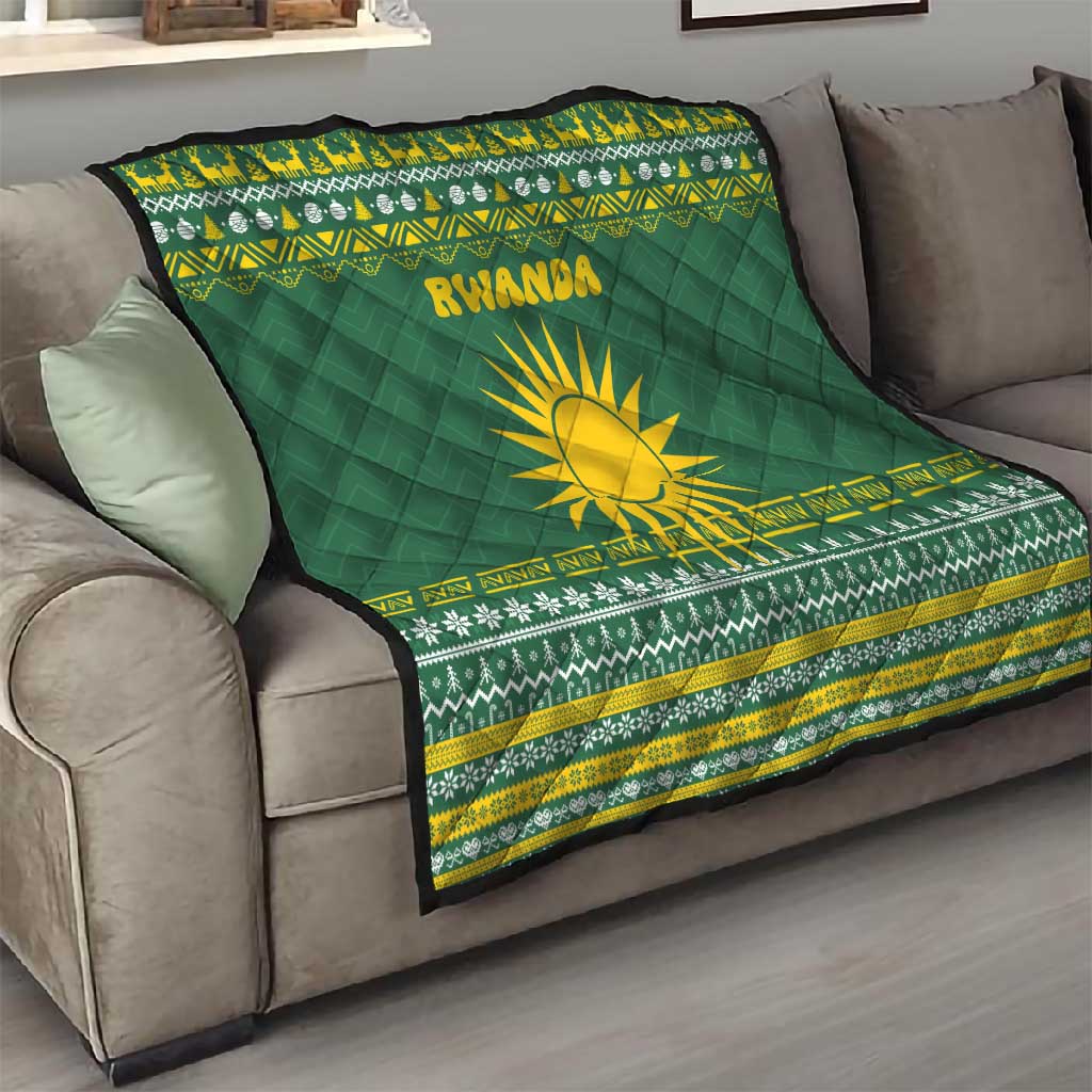 Rwanda Christmas Quilt National Emblem and Radiant Sun Motif - African Pride